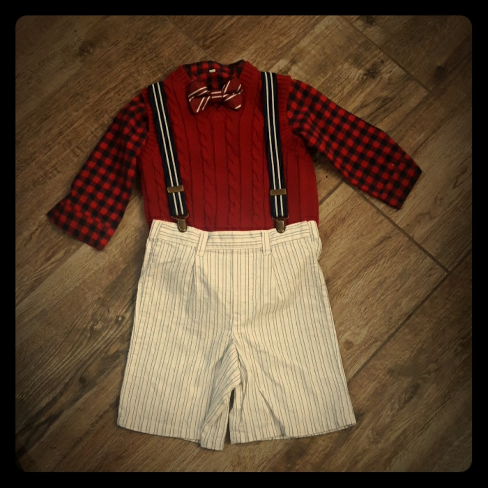 X-Mas Set Vest LS Onsie Shorts Size 36 Months Boy